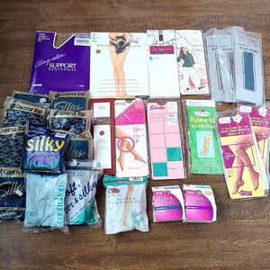 Lot of 26 Vintage Hosiery Nylons Pantyhose Thigh Knee High Mixed Brands & Sizes
